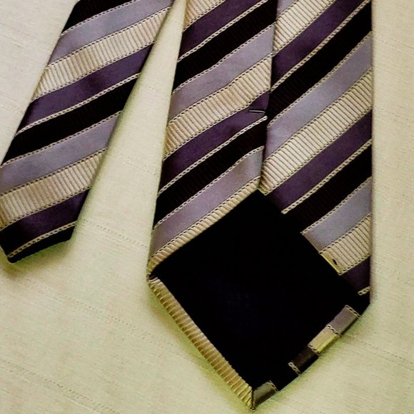 Carlo Monza, Italie,  All silk necktie,  made in china, stripped silver pattern - Picture 12 of 16